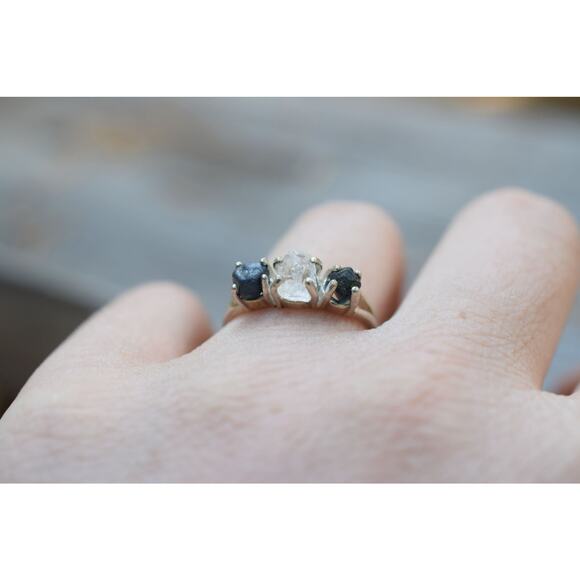 Natural Sapphire Ring, raw sapphire ring - Picture 2 of 4